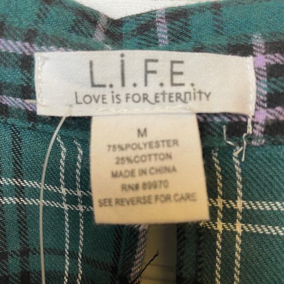 NWT L.I.F.E. Love is for Eternity Plaid Flannel Hi-Low Tie Back Top Size M - Picture 7 of 9